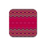 Boho Aztec Stripes Rose Pink Rubber Square Coaster (4 pack)  Front