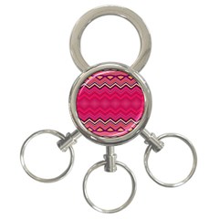 Boho Aztec Stripes Rose Pink 3-ring Key Chain by SpinnyChairDesigns