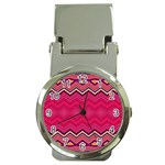 Boho Aztec Stripes Rose Pink Money Clip Watches Front