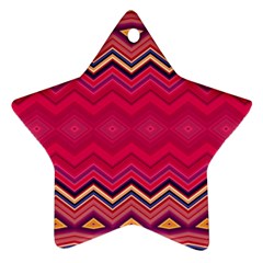 Boho Aztec Stripes Rose Pink Star Ornament (two Sides) by SpinnyChairDesigns