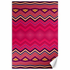 Boho Aztec Stripes Rose Pink Canvas 12  X 18  by SpinnyChairDesigns