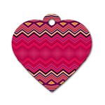 Boho Aztec Stripes Rose Pink Dog Tag Heart (Two Sides) Front