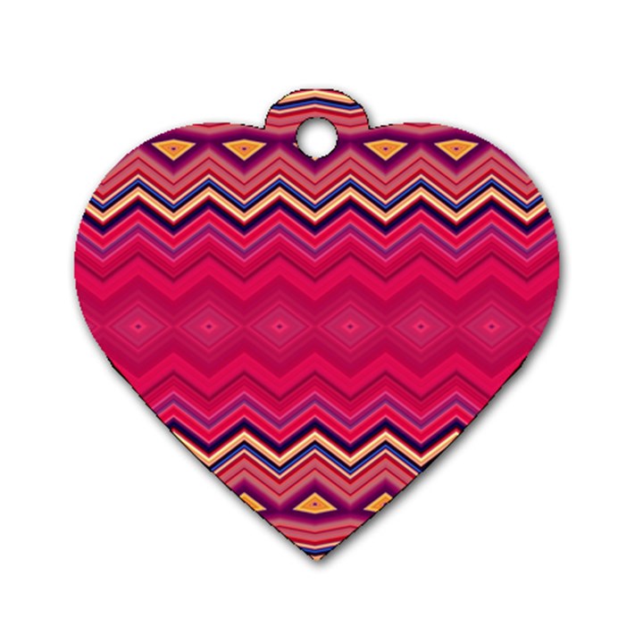 Boho Aztec Stripes Rose Pink Dog Tag Heart (Two Sides)