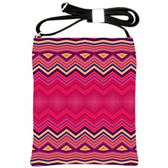 Boho Aztec Stripes Rose Pink Shoulder Sling Bag by SpinnyChairDesigns