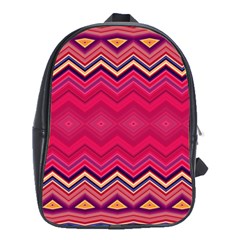 Boho Aztec Stripes Rose Pink School Bag (xl) by SpinnyChairDesigns