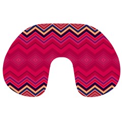 Boho Aztec Stripes Rose Pink Travel Neck Pillow by SpinnyChairDesigns