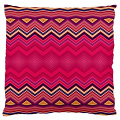 Boho Aztec Stripes Rose Pink Large Flano Cushion Case (two Sides) by SpinnyChairDesigns