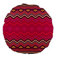 Boho Aztec Stripes Rose Pink Large 18  Premium Flano Round Cushions by SpinnyChairDesigns