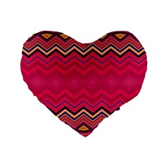 Boho Aztec Stripes Rose Pink Standard 16  Premium Flano Heart Shape Cushions by SpinnyChairDesigns