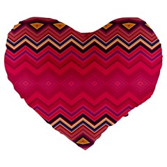 Boho Aztec Stripes Rose Pink Large 19  Premium Flano Heart Shape Cushions by SpinnyChairDesigns