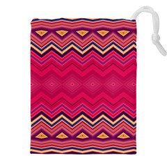 Boho Aztec Stripes Rose Pink Drawstring Pouch (4xl) by SpinnyChairDesigns