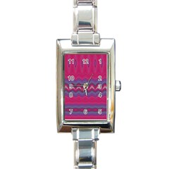 Magenta Blue Stripes Rectangle Italian Charm Watch