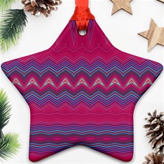 Magenta Blue Stripes Ornament (star) by SpinnyChairDesigns