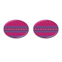 Magenta Blue Stripes Cufflinks (Oval)