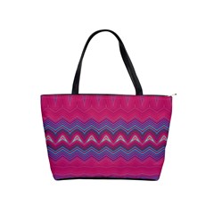 Magenta Blue Stripes Classic Shoulder Handbag by SpinnyChairDesigns