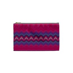 Magenta Blue Stripes Cosmetic Bag (small) by SpinnyChairDesigns