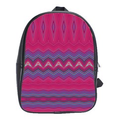 Magenta Blue Stripes School Bag (large) by SpinnyChairDesigns