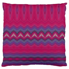 Magenta Blue Stripes Large Cushion Case (two Sides) by SpinnyChairDesigns