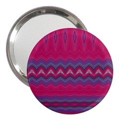 Magenta Blue Stripes 3  Handbag Mirrors by SpinnyChairDesigns