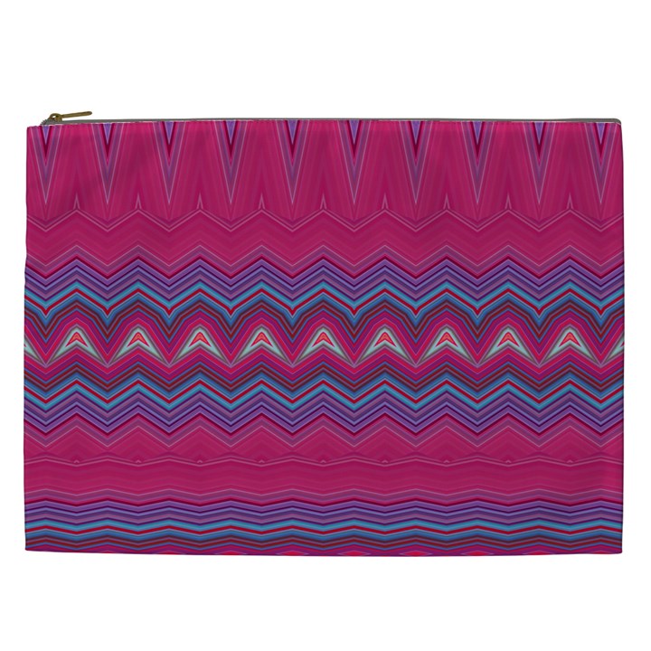 Magenta Blue Stripes Cosmetic Bag (XXL)