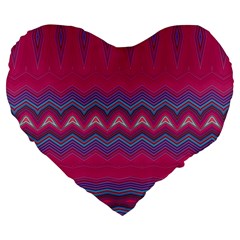 Magenta Blue Stripes Large 19  Premium Heart Shape Cushions by SpinnyChairDesigns