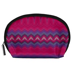 Magenta Blue Stripes Accessory Pouch (Large)