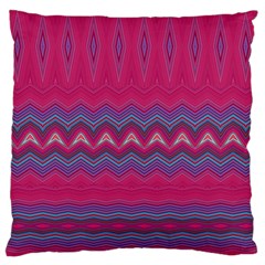 Magenta Blue Stripes Large Flano Cushion Case (one Side) by SpinnyChairDesigns