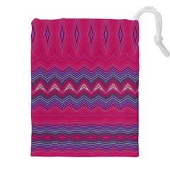 Magenta Blue Stripes Drawstring Pouch (5xl) by SpinnyChairDesigns