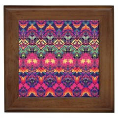 Boho Colorful Pattern Framed Tile by SpinnyChairDesigns