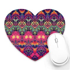 Boho Colorful Pattern Heart Mousepads by SpinnyChairDesigns