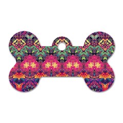 Boho Colorful Pattern Dog Tag Bone (one Side) by SpinnyChairDesigns