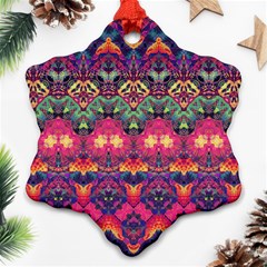 Boho Colorful Pattern Snowflake Ornament (two Sides) by SpinnyChairDesigns