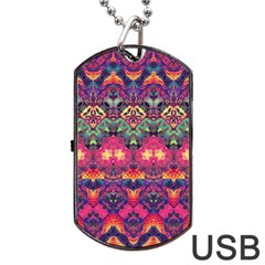 Boho Colorful Pattern Dog Tag Usb Flash (one Side) by SpinnyChairDesigns