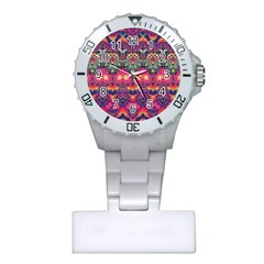 Boho Colorful Pattern Plastic Nurses Watch by SpinnyChairDesigns