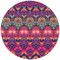 Boho Colorful Pattern Wooden Puzzle Round by SpinnyChairDesigns