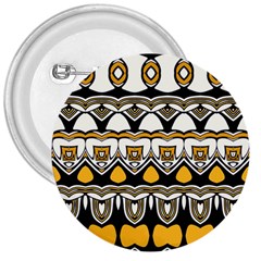 Boho Black White Yellow 3  Buttons by SpinnyChairDesigns