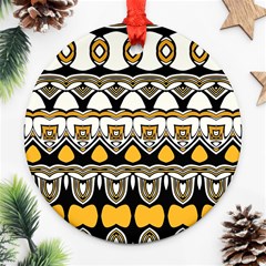 Boho Black White Yellow Ornament (round) by SpinnyChairDesigns