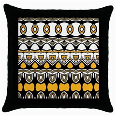 Boho Black White Yellow Throw Pillow Case (black) by SpinnyChairDesigns