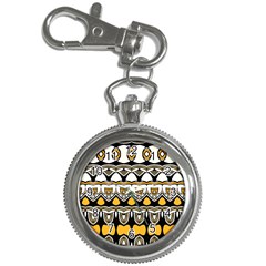 Boho Black White Yellow Key Chain Watches by SpinnyChairDesigns