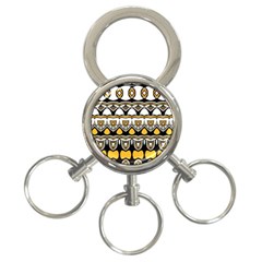 Boho Black White Yellow 3-ring Key Chain by SpinnyChairDesigns