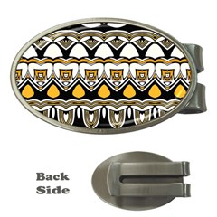 Boho Black White Yellow Money Clips (oval)  by SpinnyChairDesigns