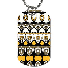 Boho Black White Yellow Dog Tag (one Side) by SpinnyChairDesigns