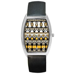 Boho Black White Yellow Barrel Style Metal Watch by SpinnyChairDesigns