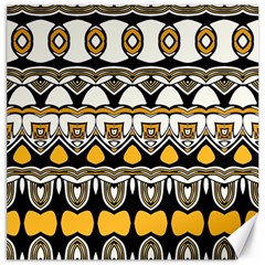 Boho Black White Yellow Canvas 20  X 20  by SpinnyChairDesigns