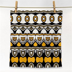 Boho Black White Yellow Face Towel by SpinnyChairDesigns