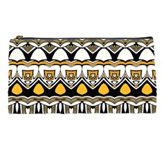 Boho Black White Yellow Pencil Case by SpinnyChairDesigns