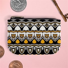 Boho Black White Yellow Mini Coin Purse by SpinnyChairDesigns