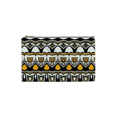 Boho Black White Yellow Cosmetic Bag (small) by SpinnyChairDesigns