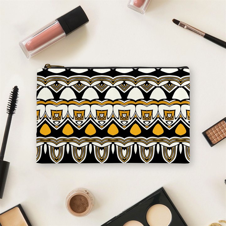 Boho Black White Yellow Cosmetic Bag (Medium)