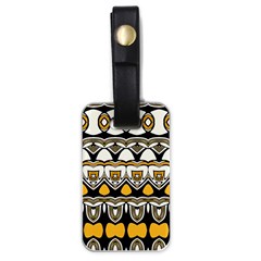 Boho Black White Yellow Luggage Tag (one Side) by SpinnyChairDesigns